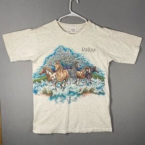 Vintage Dallas Texas San Segal Horse Gray Shirt USA Made Size Large